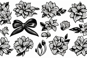 lily flowers with a big present bow tattoo idea