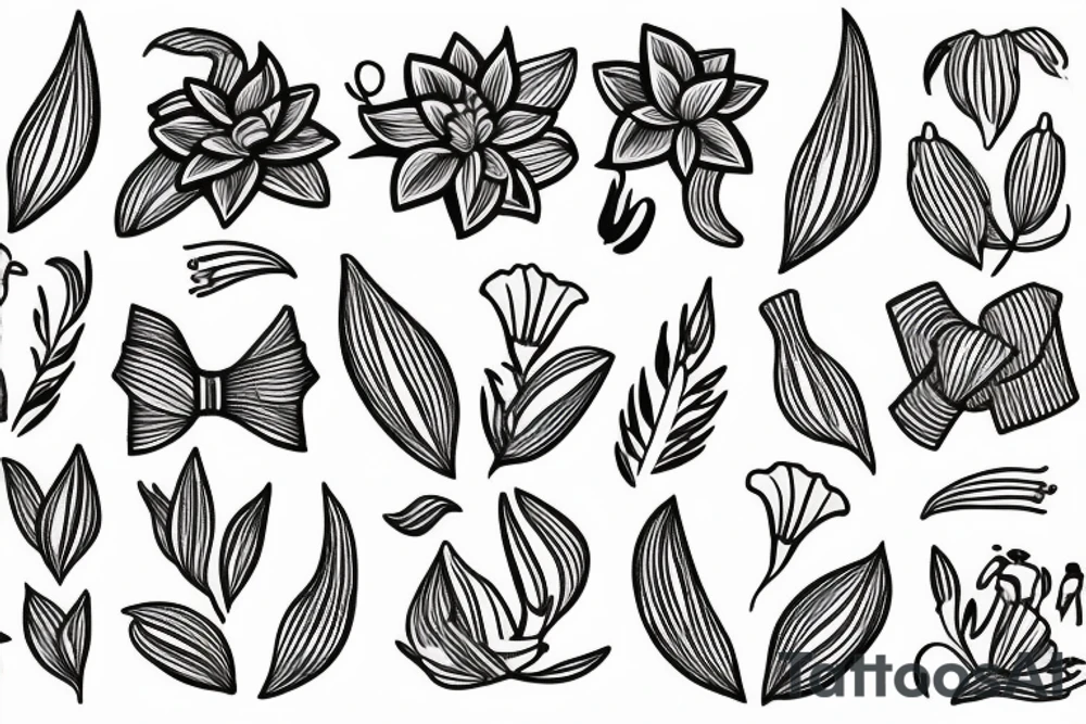lily flowers with a big present bow tattoo idea