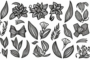 lily flowers with a big present bow tattoo idea