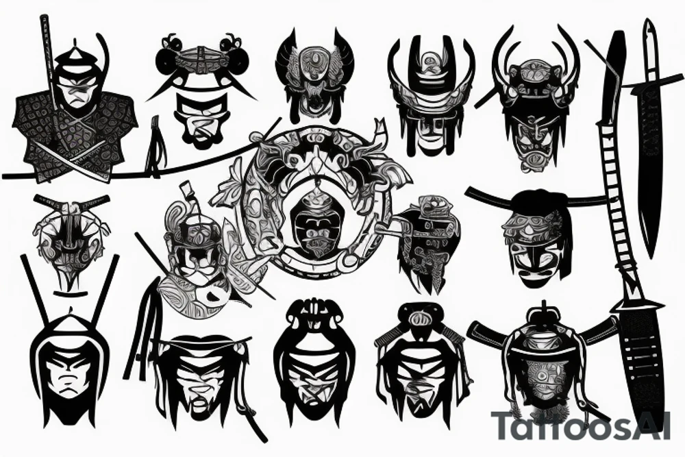 samurai, warrior, katana, sunset tattoo idea