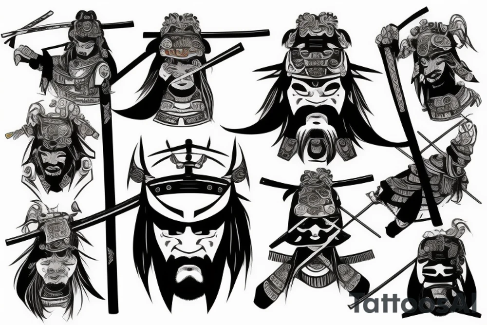 samurai, warrior, katana, sunset tattoo idea