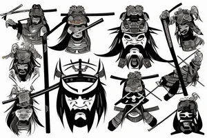 samurai, warrior, katana, sunset tattoo idea
