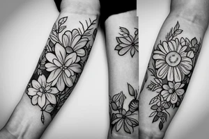 I want a Half sleeve on forearm with florals tattoo idea