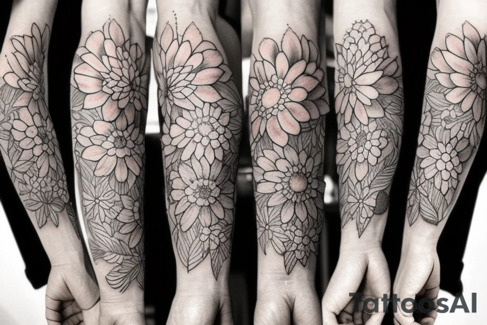 I want a Half sleeve on forearm with florals tattoo idea