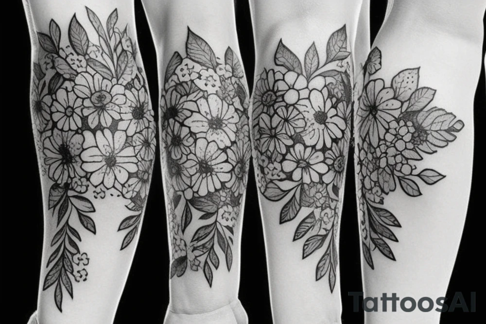 I want a Half sleeve on forearm with florals tattoo idea