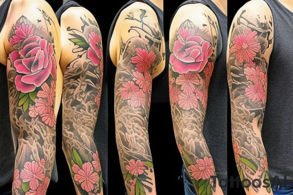I want a Half sleeve on forearm with florals tattoo idea