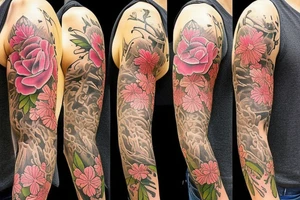 I want a Half sleeve on forearm with florals tattoo idea
