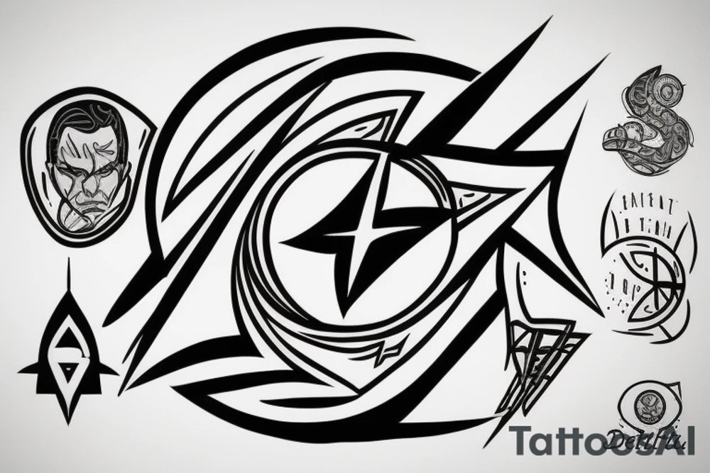 Star Trek Delta Symbol made into a masculine design. Incorporating the phrase "To Boldly Go" tattoo idea