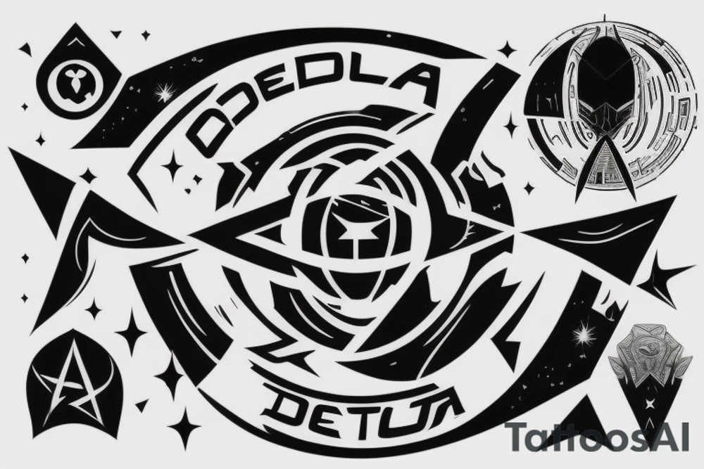 Star Trek Delta Symbol made into a masculine design. Incorporating the phrase "To Boldly Go" tattoo idea