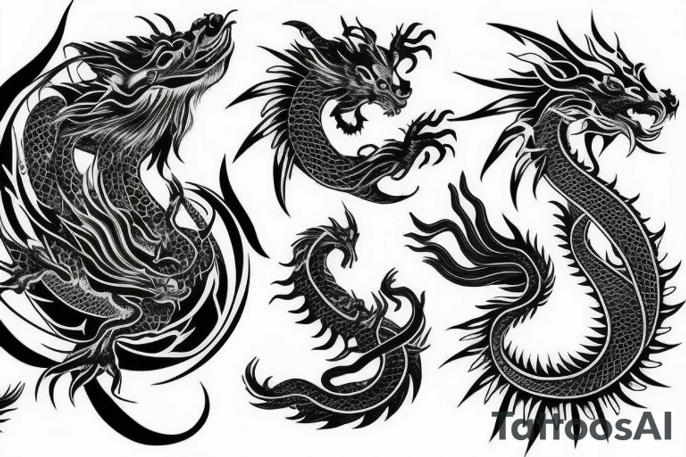 cosmic dragon on arm and chest tattoo idea