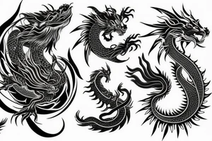 cosmic dragon on arm and chest tattoo idea