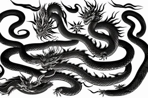 cosmic dragon snake on left arm and left 
chest tattoo idea