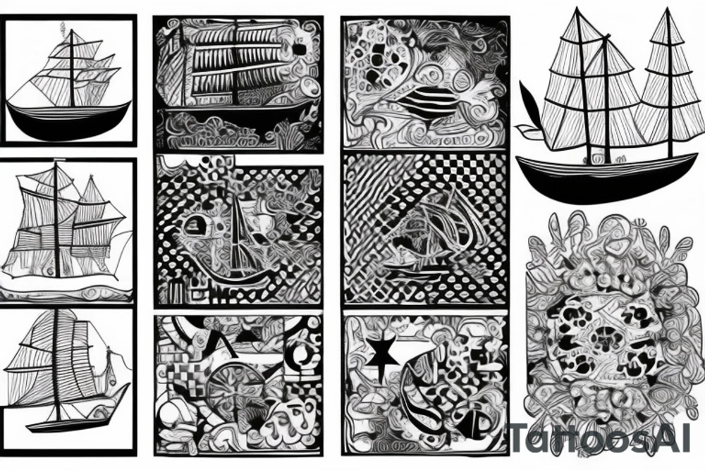 simple albuferenc boat meant for patchwork art tattoo idea
