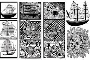 simple albuferenc boat meant for patchwork art tattoo idea