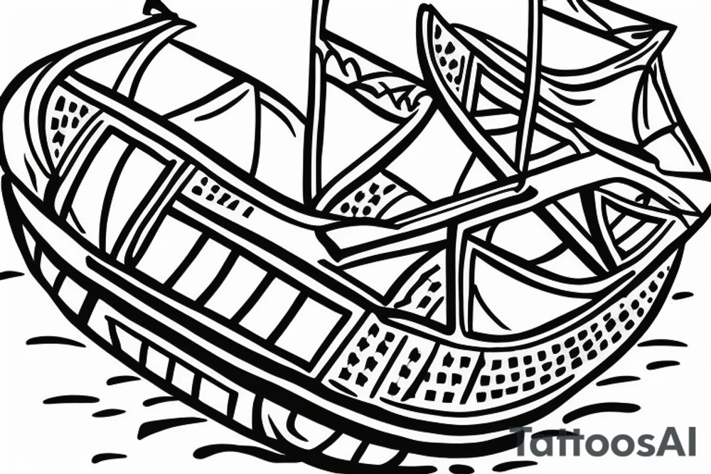 simple albuferenc boat meant for patchwork art tattoo idea