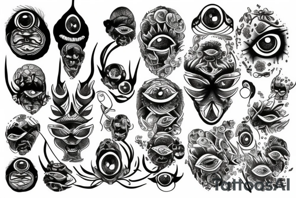 many eyes close tattoo idea