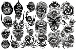many eyes close tattoo idea