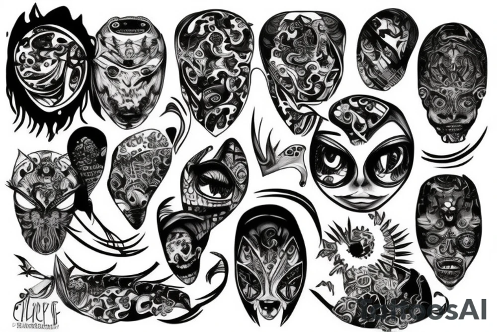 many eyes close tattoo idea