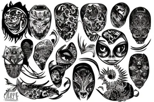 many eyes close tattoo idea
