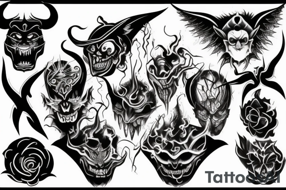 demon face tattoo idea