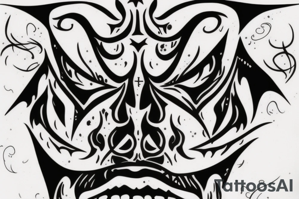 demon face tattoo idea