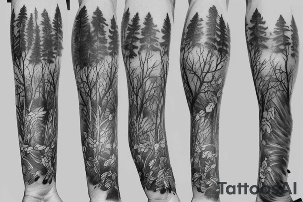 dense forest tattoo idea