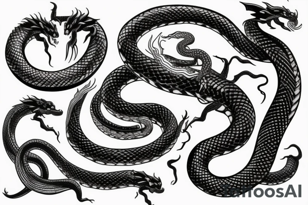 cosmic dragon snake tattoo idea