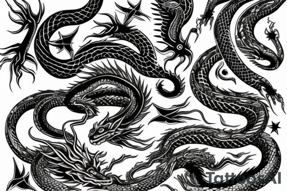 cosmic dragon snake tattoo idea
