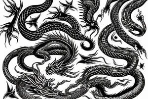 cosmic dragon snake tattoo idea