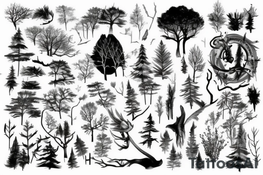 dense forest tattoo idea