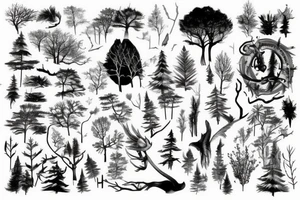 dense forest tattoo idea