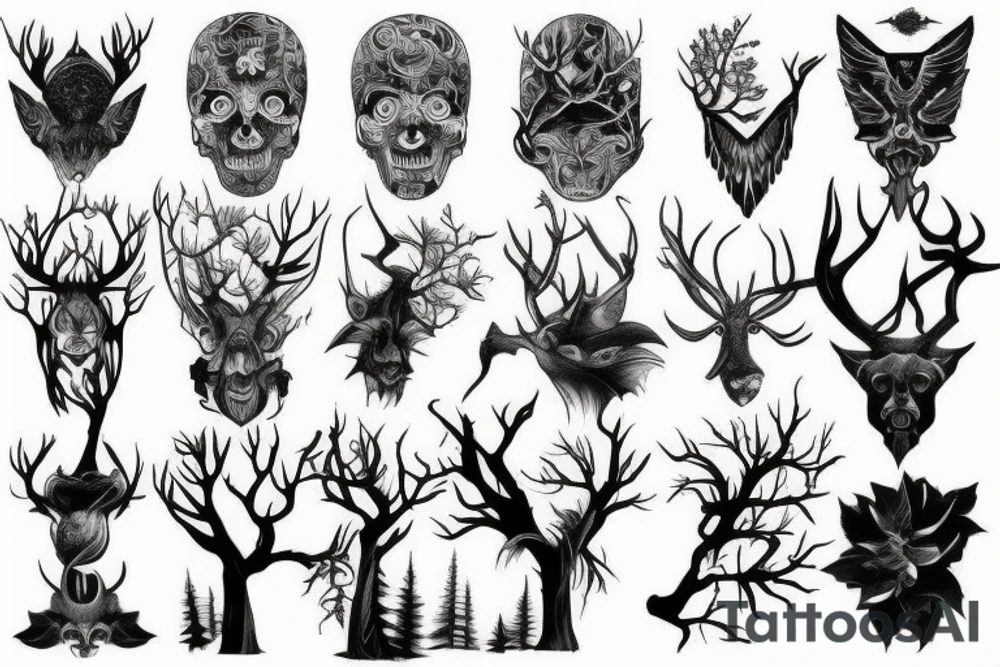 dense forest tattoo idea
