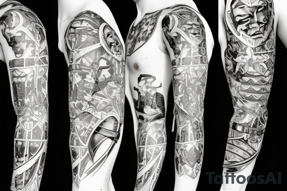 knight protector of the world with sword tattoo idea