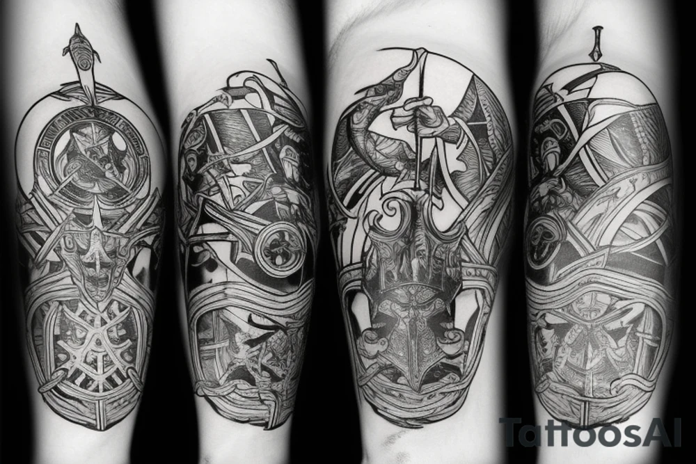knight protector of the world with sword tattoo idea