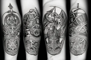 knight protector of the world with sword tattoo idea