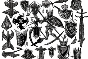 knight protector of the world with sword tattoo idea