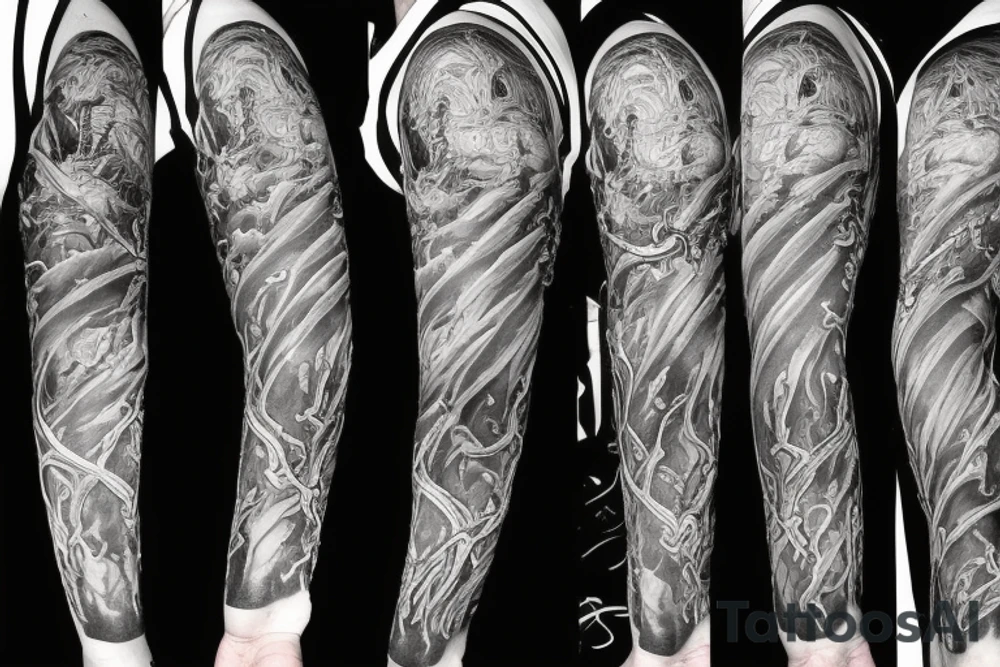 Dark symbolism and mythology demon full arm sleeve tattoo idea