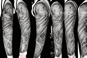 Dark symbolism and mythology demon full arm sleeve tattoo idea