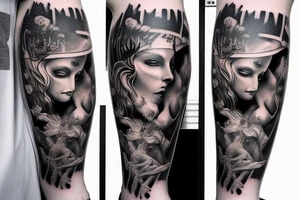 mythology creature full arm sleeve tattoo idea