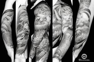 mythology creature full arm sleeve tattoo idea