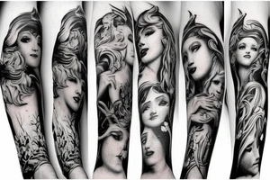 Mythology creatures full arm sleeve tattoo idea