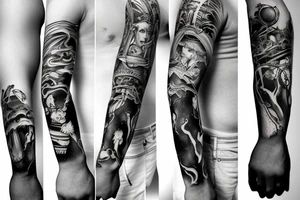 Mythology creatures full arm sleeve tattoo idea