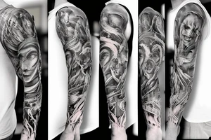 Mythology creatures full arm sleeve tattoo idea