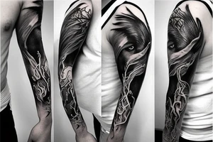 Mythology creatures full arm sleeve tattoo idea
