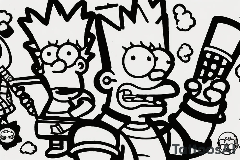 Bart Simpson smoking a cigarette tattoo idea