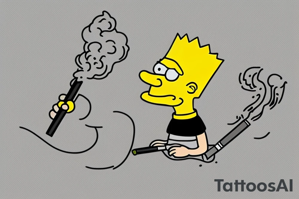 Bart Simpson smoking a cigarette tattoo idea
