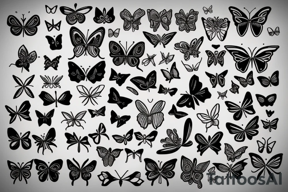 Group of butterflies and moths tattoo idea