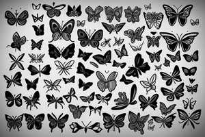 Group of butterflies and moths tattoo idea