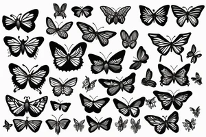 Group of butterflies and moths tattoo idea