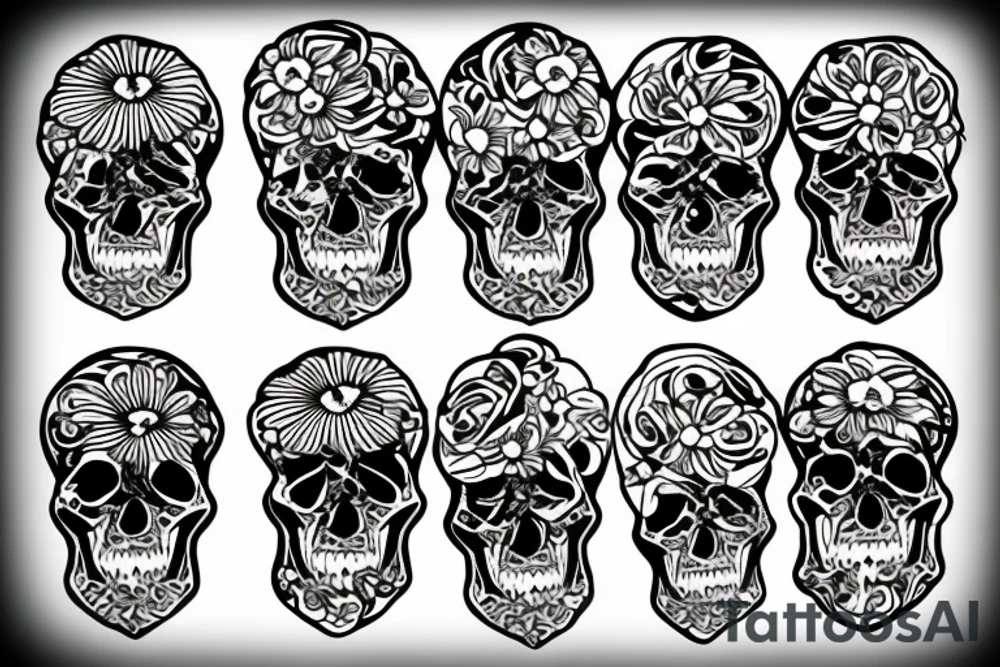 Skull flowers tattoo idea